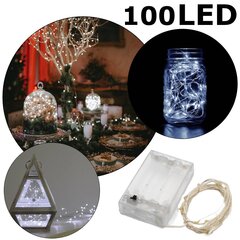 Vielinė LED girlianda, 100 LED, 10 m, Šaltai baltos kaina ir informacija | Girliandos | pigu.lt