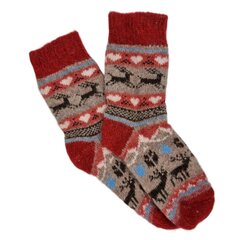 Vilnonės kojinės moterims Kalėdų senio pasaka, raudonos kaina ir informacija | Moteriškos kojinės | pigu.lt
