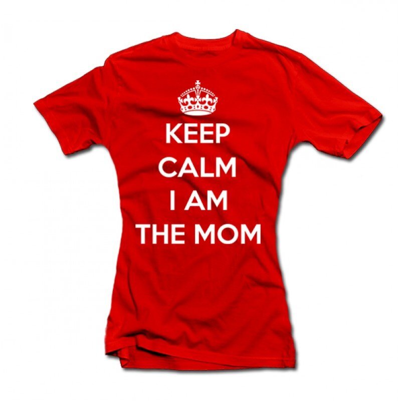 Moteriški marškinėliai "Keep calm I am the mom" kaina ir informacija | Originalūs marškinėliai | pigu.lt