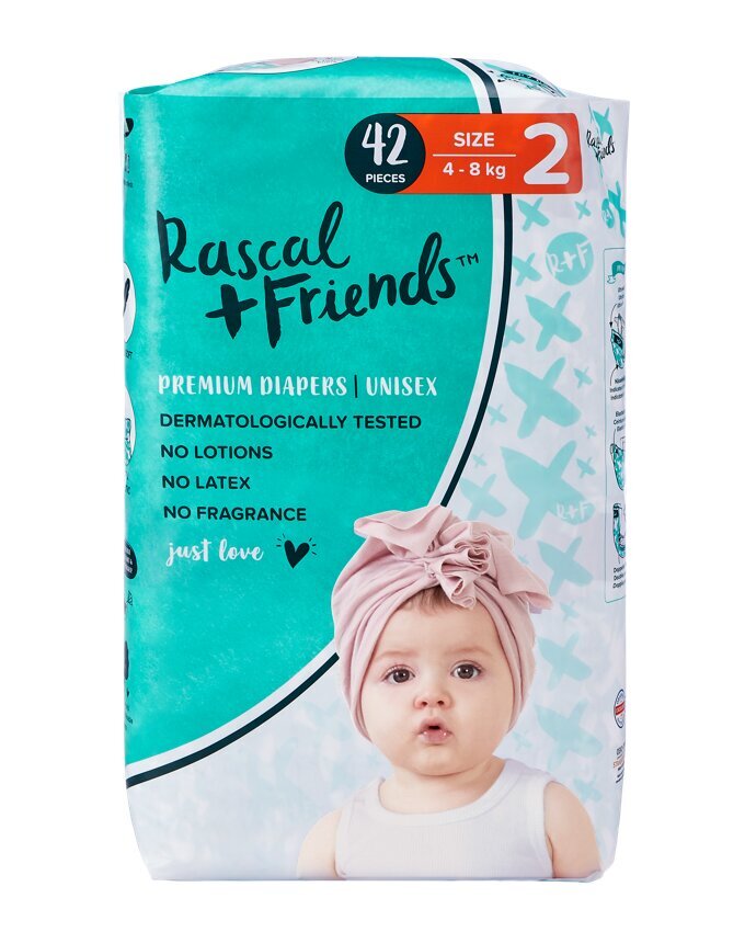 Sauskelnės Rascal and Friends 2 dydis (4-8kg), 42 vnt. цена и информация | Sauskelnės | pigu.lt