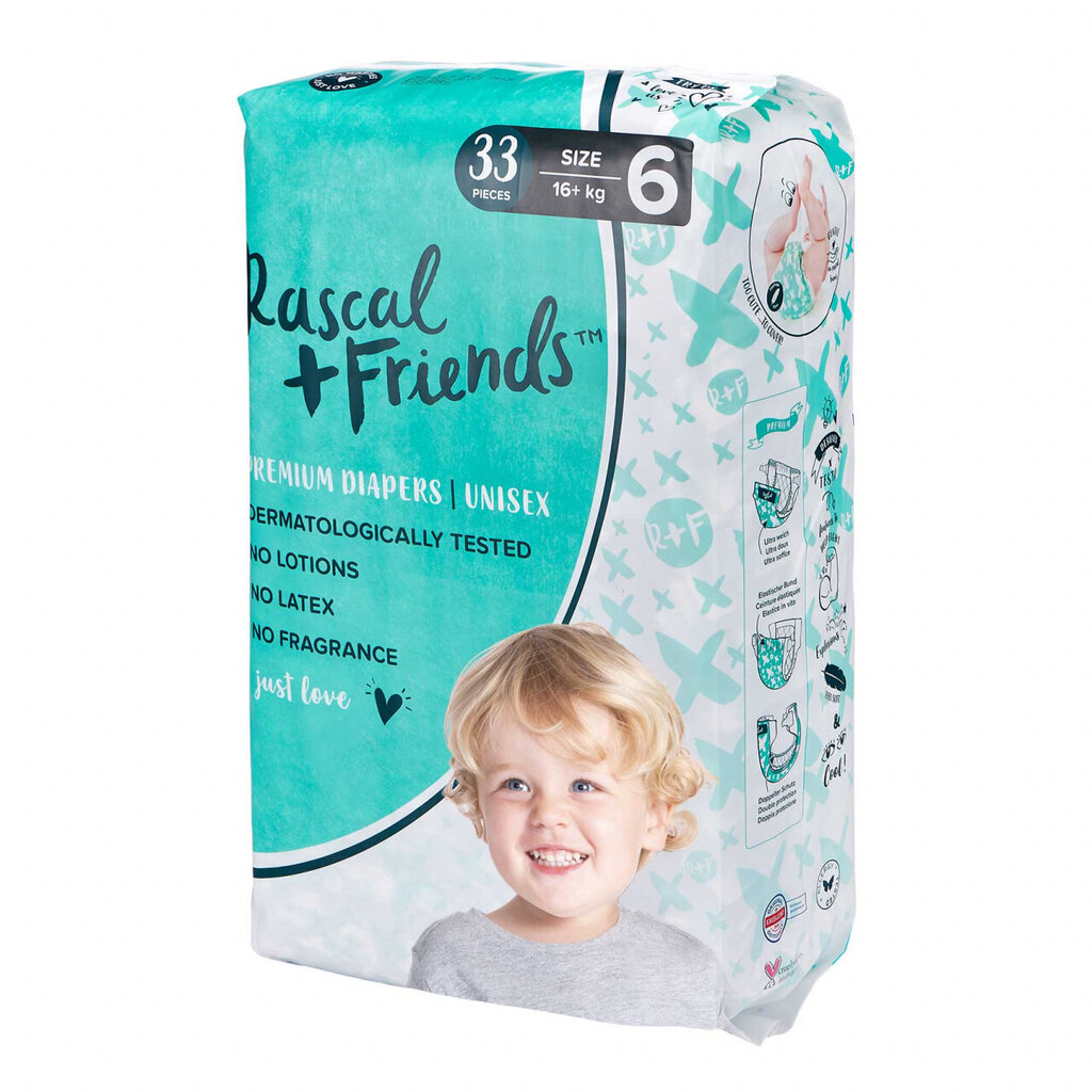 Sauskelnės Rascal and Friends 6 dydis (16kg+), 33 vnt. цена и информация | Sauskelnės | pigu.lt