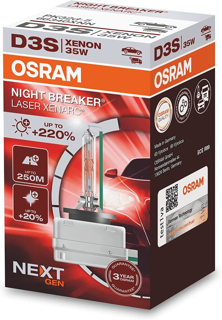 Osram D3S ksenono lempa Night Breaker Laser +200% 1 vnt. kaina ir informacija | Automobilių lemputės | pigu.lt