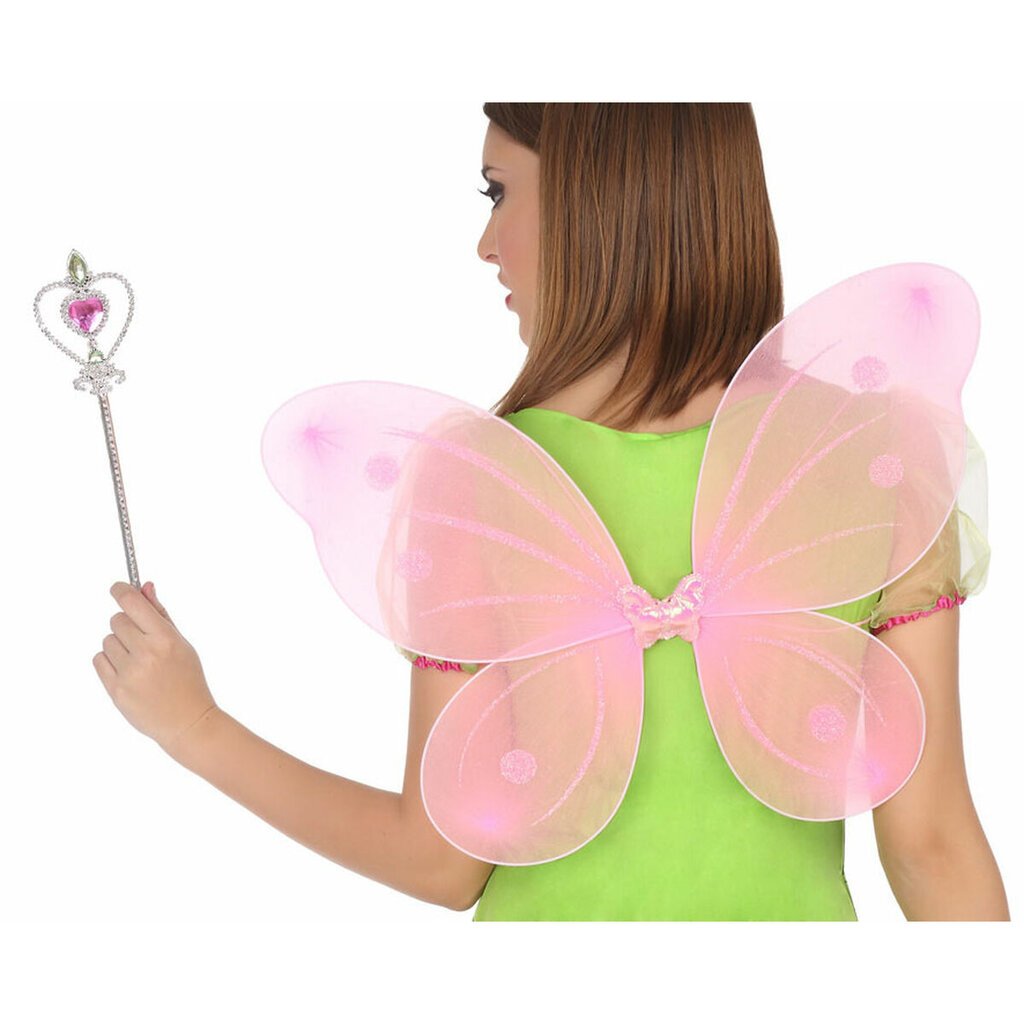 Fėjos sparnai 41 x 49 cm Rožinė kaina ir informacija | Karnavaliniai kostiumai | pigu.lt