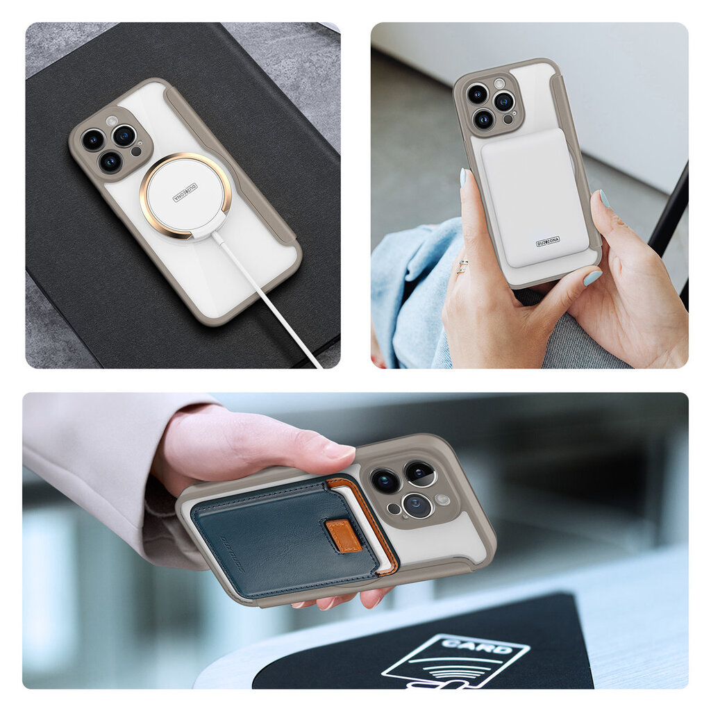 Dux Ducis Skin X Pro iPhone 14 Pro Max MagSafe magnetic flip beige kaina ir informacija | Telefono dėklai | pigu.lt