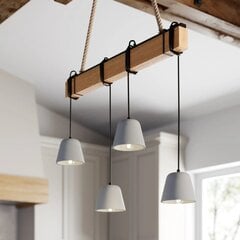 Lucande Hakona деревянная подвесная лампа, 4 плафона из бетона цена и информация | Люстры | pigu.lt