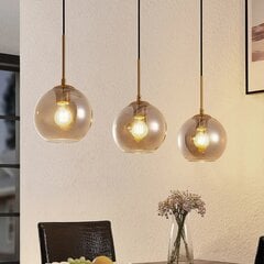 Подвесной светильник Lindby Hiwana, 3 сферы из дымчатого стекла цена и информация | Подвесной светильник | pigu.lt