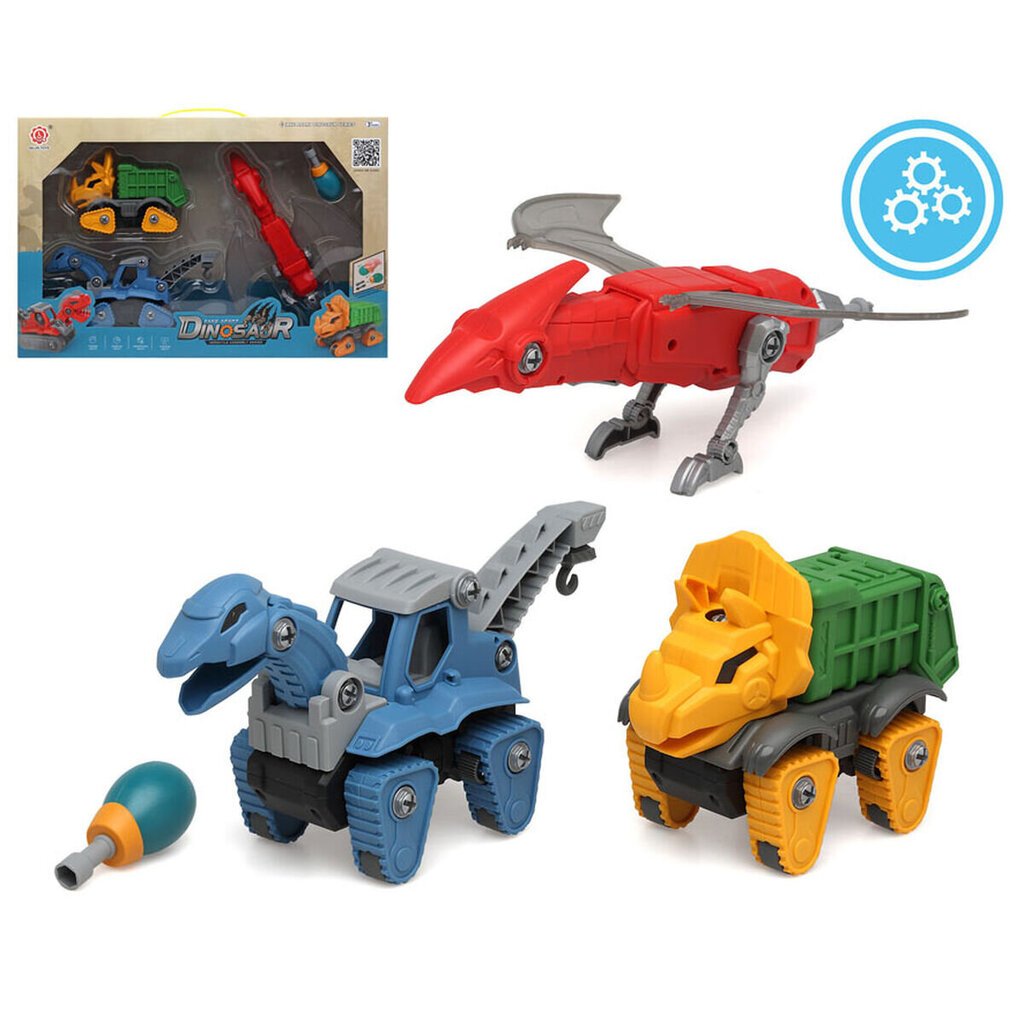 Mašinėlės-dinozaurai su grąžtais, 3 d. kaina ir informacija | Žaislai berniukams | pigu.lt