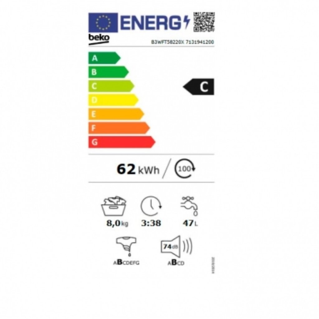 Beko B3WFT58220X цена и информация | Skalbimo mašinos | pigu.lt