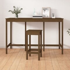 Baro stalas, Pušies medienos masyvas, 180x80x110cm, medaus ruda kaina ir informacija | Virtuvės ir valgomojo stalai, staliukai | pigu.lt
