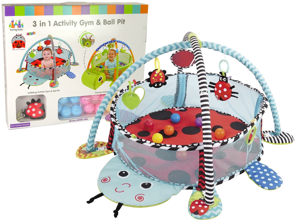Žaidimų kilimėlis - baseinas su kamuoliukais Boružėlė kaina ir informacija | Žaislai kūdikiams | pigu.lt