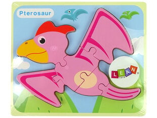 Medinė dėlionė Dinozauras, rožinė/mėlyna kaina ir informacija | Lavinamieji žaislai | pigu.lt