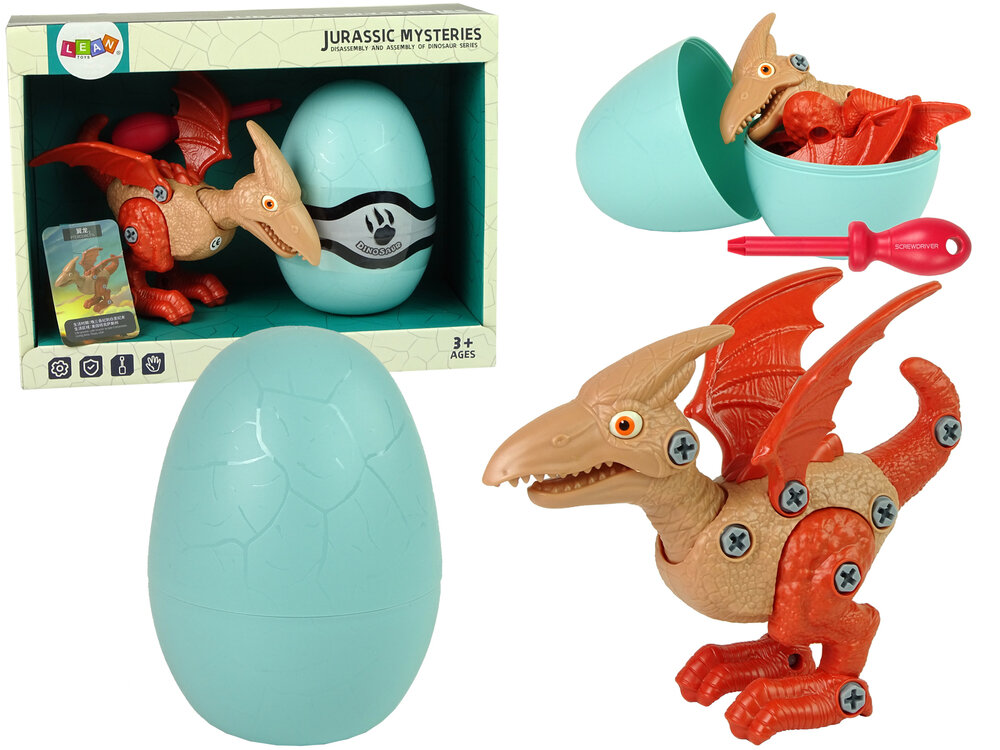 Konstrukcinis rinkinys - dinozauras Pterodactylus su kiaušiniu, raudonas цена и информация | Žaislai berniukams | pigu.lt