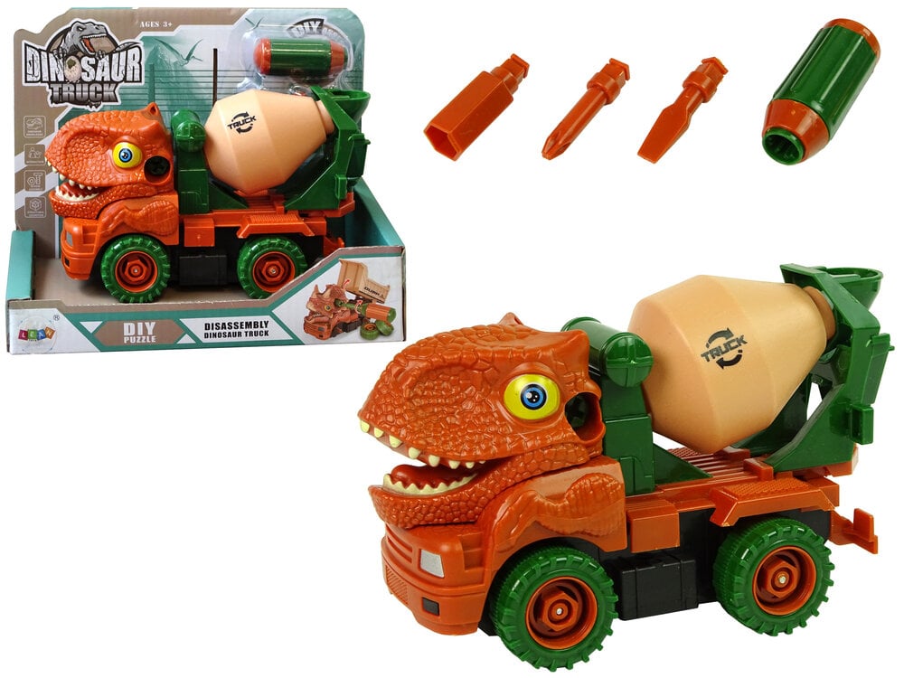 Surenkamas sunkvežimis Dinosaur Truck, oranžinis цена и информация | Žaislai berniukams | pigu.lt