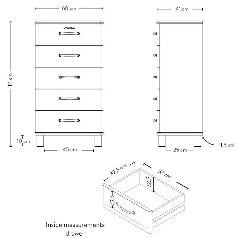 Komoda Aatrium Malibu, 60x41x111 cm, juoda kaina ir informacija | Komodos | pigu.lt