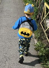 Pliušinė vaikiška kuprinukė Batman kaina ir informacija | Kuprinės mokyklai, sportiniai maišeliai | pigu.lt