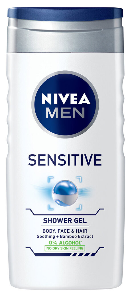 Dušo želė ir šampūnas Nivea Men Sensitive 250 ml kaina ir informacija | Dušo želė, aliejai | pigu.lt