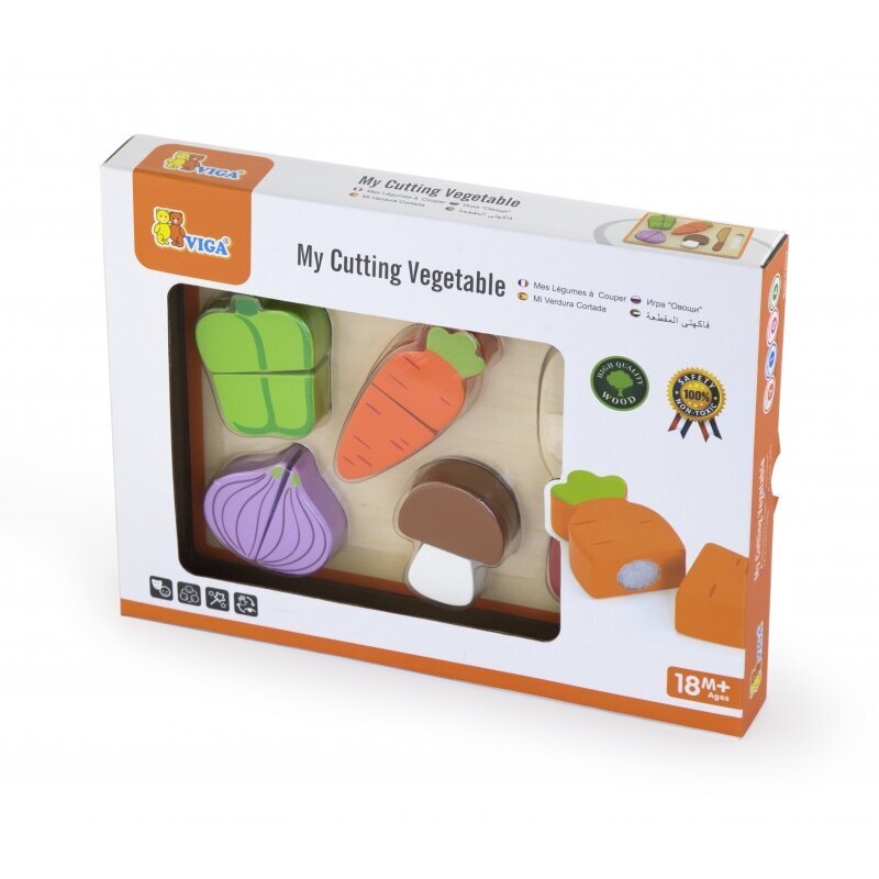 Medinės pjaustomos daržovės su lentele Viga Toys цена и информация | Žaislai mergaitėms | pigu.lt