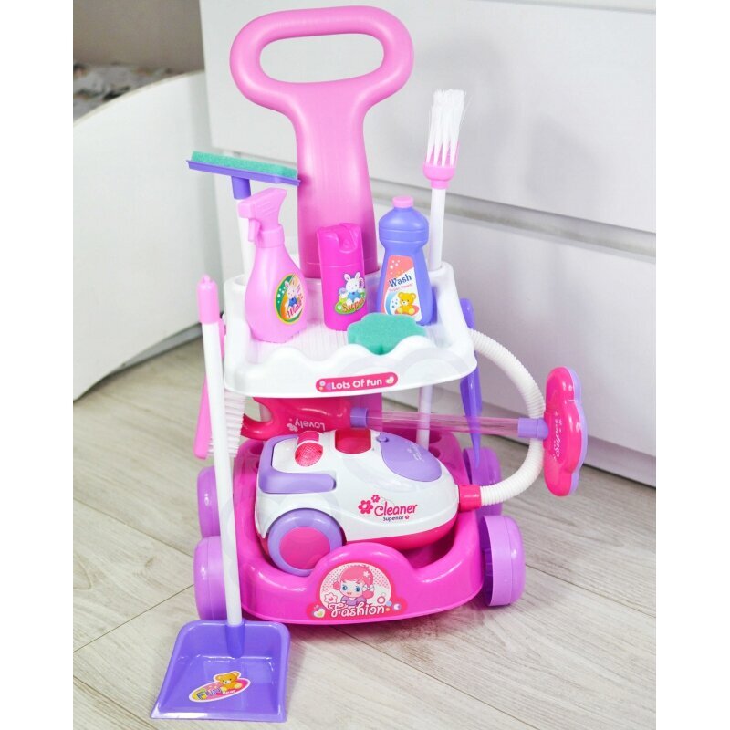 Valymo reikmenų vežimėlis vaikams Woopie, rožinis kaina ir informacija | Žaislai mergaitėms | pigu.lt