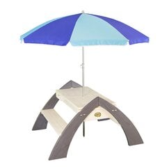 Medinis iškylos stalas su skėčiu ir vandens bei smėlio dėžėmis, Delta Axi kaina ir informacija | Vaikų žaidimų nameliai | pigu.lt