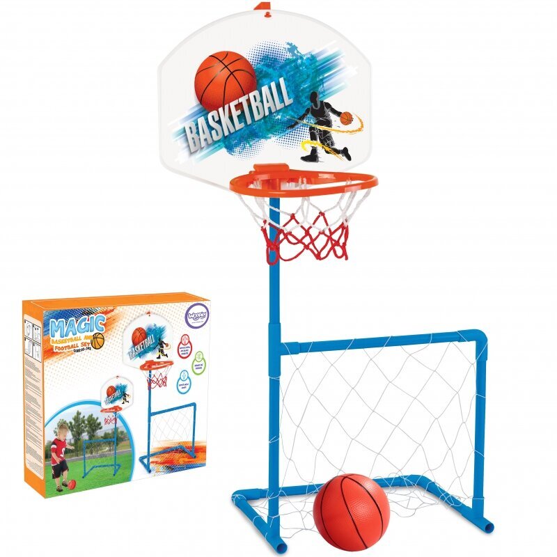 Krepšinio stovas su futbolo vartais ir kamuoliu Woopie 121cm kaina ir informacija | Lauko žaidimai | pigu.lt