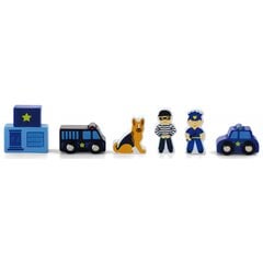 Medinių figūrėlių rinkinys - Policija Viga kaina ir informacija | Lavinamieji žaislai | pigu.lt