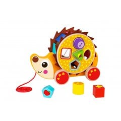 Деревянный большой тянущийся ежик с игрой Tooky Toy цена и информация | Игрушки для малышей | pigu.lt