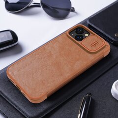 Nillkin Qin Pro Leather iPhone 14 6.1 2022 Brown kaina ir informacija | Telefono dėklai | pigu.lt