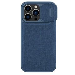 Nillkin Qin Cloth Pro iPhone 14 Pro Max Camera Protector Holster Flip Blue kaina ir informacija | Telefono dėklai | pigu.lt