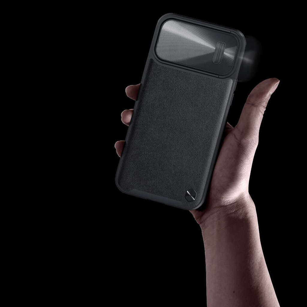 Nillkin CamShield Leather S iPhone 14 Pro Max 6.7 2022 Black kaina ir informacija | Telefono dėklai | pigu.lt