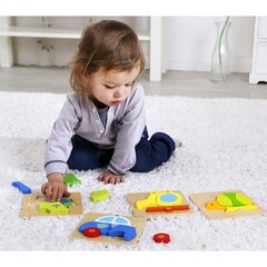 Деревянный пазл Tooky Toy Черепаха, 5 шт. цена и информация | Игрушки для малышей | pigu.lt
