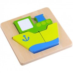 Medinių blokelių laivo dėlionė Tooky Toy, 6 vnt. kaina ir informacija | Žaislai kūdikiams | pigu.lt