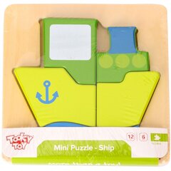 Деревянные блоки Корабль-пазл Tooky Toy, 6 шт. цена и информация | Игрушки для малышей | pigu.lt