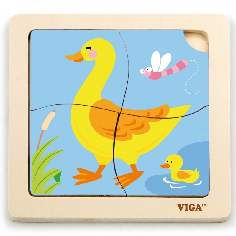 Medinė dėlionė Viga Ančiukas, 4 vnt. kaina ir informacija | Žaislai kūdikiams | pigu.lt
