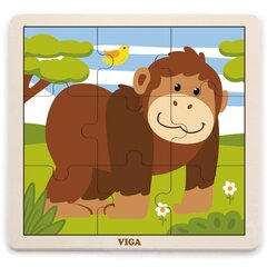 Деревянный пазл с обезьянкой Вига, 9 шт. цена и информация | Игрушки для малышей | pigu.lt