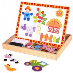 Medinė magnetinė piešimo lenta su dėlione Tooky Toy kaina ir informacija | Lavinamieji žaislai | pigu.lt