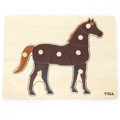 Деревянный пазл Монтессори для детей - Лошадь Viga цена и информация | Игрушки для малышей | pigu.lt