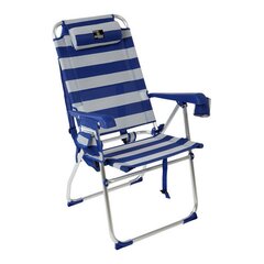 Складной стул с подголовником Синий/Белый В полоску цена и информация | Садовые стулья, кресла, пуфы | pigu.lt