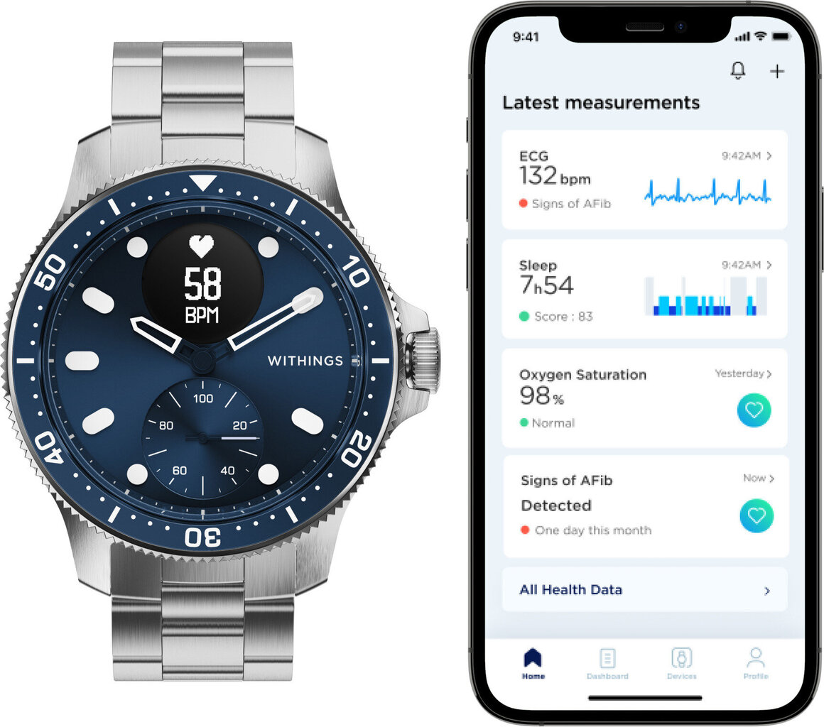 Withings ScanWatch Horizon Hybrid Blue kaina ir informacija | Išmanieji laikrodžiai (smartwatch) | pigu.lt