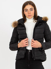 черная стеганая демисезонная куртка с капюшоном цена и информация | Женские куртки | pigu.lt