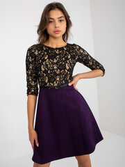 черно-темно-фиолетовое коктейльное платье до колен цена и информация | Платья | pigu.lt
