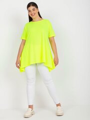 флуоресцентно-желтая однотонная блуза больших размеров с круглым вырезом цена и информация | Женские блузки, рубашки | pigu.lt