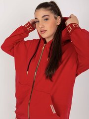 czerwona dresowa bluza basic z kapturem rue paris цена и информация | Женские толстовки | pigu.lt
