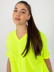 флуоресцентно-желтая гладкая толстовка больших размеров с коротким рукавом цена и информация | Женские блузки, рубашки | pigu.lt