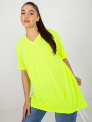 флуоресцентно-желтая гладкая толстовка больших размеров с коротким рукавом цена и информация | Женские блузки, рубашки | pigu.lt