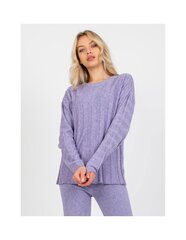 fioletowy prążkowany sweter klasyczny z marszczeniem na ramionach цена и информация | Свитера женские | pigu.lt