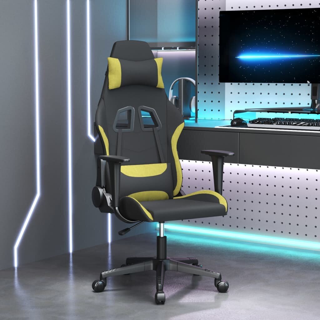 Žaidimų kėdė su pakoja, Audinys, juoda/šviesiai žalia цена и информация | Biuro kėdės | pigu.lt