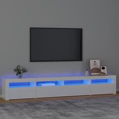 Tv spintelė su led apšvietimu, balta, 240 x 35 x 40 cm, blizgi цена и информация | Тумбы под телевизор | pigu.lt