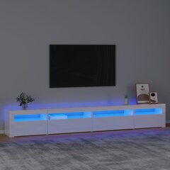 Tv spintelė su led apšvietimu, balta, 270 x 35 x 40 cm, blizgi цена и информация | Тумбы под телевизор | pigu.lt