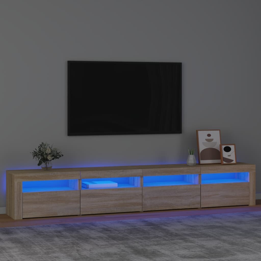 Televizoriaus spintelė su led apšvietimu, ąžuolo, 240 x 35 x 40 cm kaina ir informacija | TV staliukai | pigu.lt