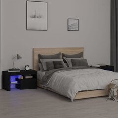 Naktinės spintelės su led, 2 vnt., juoda, 70 x 36,5 x 40 cm kaina ir informacija | Spintelės prie lovos | pigu.lt